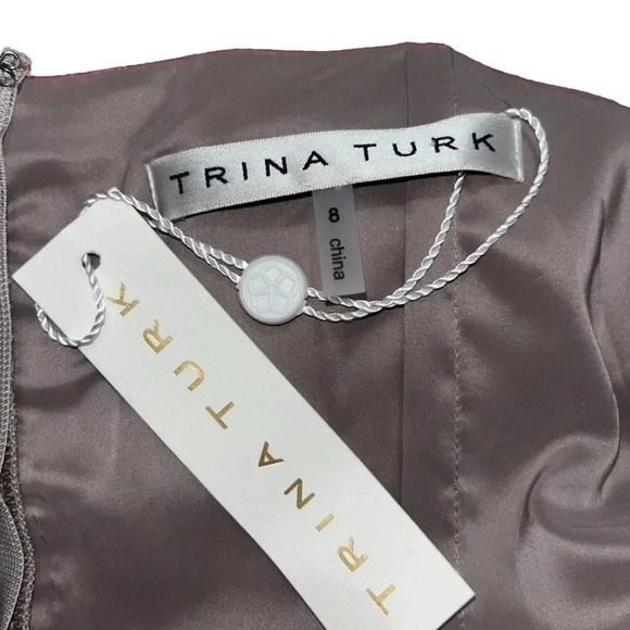 NWT TRINA TURK Yvette Dress Gray and Pink Sleeveless Size 8 - Picture 5 of 7